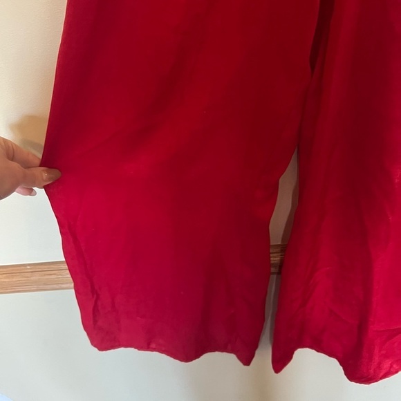 Lulu’s Let Me Entertain You Jumpsuit XS Red Satin Wide Leg - Picture 7 of 11